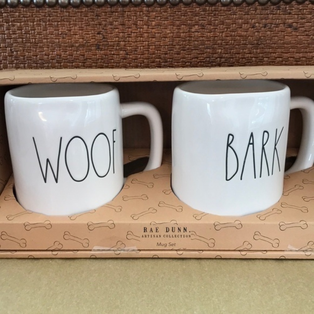 PETS - Rae Dunn, ‘Woof/Bark’ mug bundle. NWT